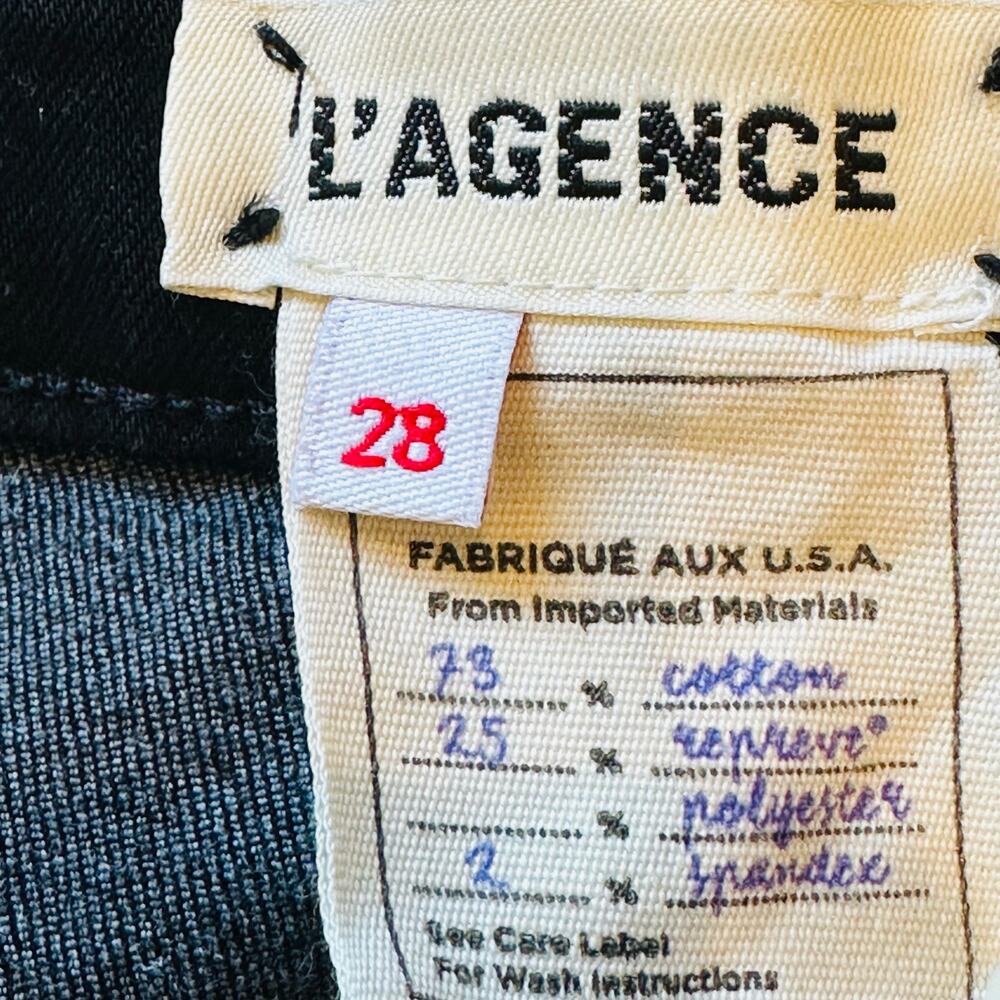 L'Agence Margot Skinny Jeans Black Shimmering Gold Stripe Sz 28 - Picture 3 of 8
